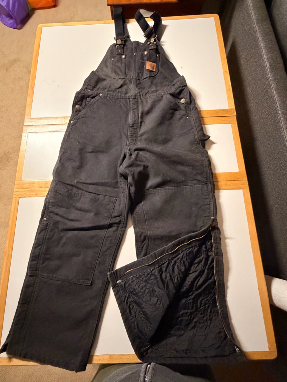 Carhartt Black Insulated Cargo Bib Overalls
